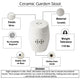 Garden Accent Stool, 17 Inch Round Drum Shape, White Ceramic, Cut Out Details By The Urban Port