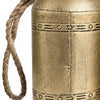 Pima 3 Piece Cowbell Set | Etched Antique Gold Iron with Jute Rope | Organic Decor By The Urban Port