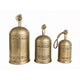 Pima 3 Piece Cowbell Set | Etched Antique Gold Iron with Jute Rope | Organic Decor By The Urban Port