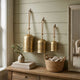 Pima 3 Piece Cowbell Set | Etched Antique Gold Iron with Jute Rope | Organic Decor By The Urban Port