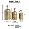 Pima 3 Piece Cowbell Set | Etched Antique Gold Iron with Jute Rope | Organic Decor By The Urban Port