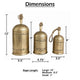 Pima 3 Piece Cowbell Set | Etched Antique Gold Iron with Jute Rope | Organic Decor By The Urban Port