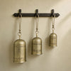 Pima 3 Piece Cowbell Set | Etched Antique Gold Iron with Jute Rope | Organic Decor By The Urban Port