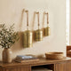 Pima 3 Piece Cowbell Set | Etched Antique Gold Iron with Jute Rope | Organic Decor By The Urban Port