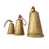 Loma Set of 3 Wall Hanging Bells | Antique Gold Finish | Natural Jute Rope | Boho Home Decor By The Urban Port
