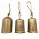 Foma Set of 3 Hanging Bells | Etched Antique Brass Finish | Jute Rope Hanger | Organic Decor By The Urban Port
