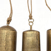 Foma Set of 3 Hanging Bells | Etched Antique Brass Finish | Jute Rope Hanger | Organic Decor By The Urban Port
