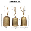 Foma Set of 3 Hanging Bells | Etched Antique Brass Finish | Jute Rope Hanger | Organic Decor By The Urban Port