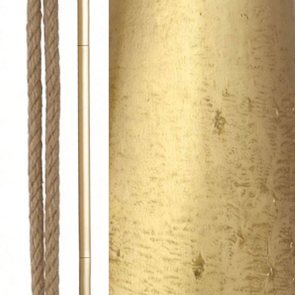 Poma Hanging Bell Wall Decor Set with 12 Bells | Antique Gold Iron | Jute Rope | 48 " By The Urban Port