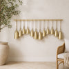 Poma Hanging Bell Wall Decor Set with 12 Bells | Antique Gold Iron | Jute Rope | 48 " By The Urban Port