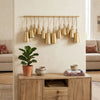 Poma Hanging Bell Wall Decor Set with 12 Bells | Antique Gold Iron | Jute Rope | 48 " By The Urban Port