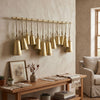Poma Hanging Bell Wall Decor Set with 12 Bells | Antique Gold Iron | Jute Rope | 48 " By The Urban Port