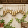 Poma Hanging Bell Wall Decor Set with 12 Bells | Antique Gold Iron | Jute Rope | 48 " By The Urban Port