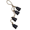 Koma 27 " Decorative Wind Chime | 4 Cascading Cow Bells | Antique Black Iron | Jute Rope | Boho Rustic Style By The Urban Port