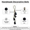Koma 27 " Decorative Wind Chime | 4 Cascading Cow Bells | Antique Black Iron | Jute Rope | Boho Rustic Style By The Urban Port
