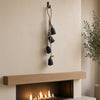 Koma 27 " Decorative Wind Chime | 4 Cascading Cow Bells | Antique Black Iron | Jute Rope | Boho Rustic Style By The Urban Port