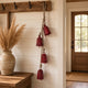 Koma 27 " Decorative Wind Chime | 4 Cascading Cow Bells | Antique Red Iron | Jute Rope | Boho Rustic Style By The Urban Port