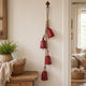 Koma 27 " Decorative Wind Chime | 4 Cascading Cow Bells | Antique Red Iron | Jute Rope | Boho Rustic Style By The Urban Port