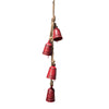 Koma 27 " Decorative Wind Chime | 4 Cascading Cow Bells | Antique Red Iron | Jute Rope | Boho Rustic Style By The Urban Port