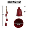 Koma 27 " Decorative Wind Chime | 4 Cascading Cow Bells | Antique Red Iron | Jute Rope | Boho Rustic Style By The Urban Port