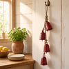 Koma 27 " Decorative Wind Chime | 4 Cascading Cow Bells | Antique Red Iron | Jute Rope | Boho Rustic Style By The Urban Port