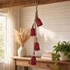 Koma 27 " Decorative Wind Chime | 4 Cascading Cow Bells | Antique Red Iron | Jute Rope | Boho Rustic Style By The Urban Port