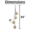Roma 34" Cascading Hanging Bells | Gold Finish | Natural Jute Rope | Boho Rustic Decor By The Urban Port
