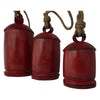 Joma Set of 3 Cowbells Wall Hanging | Jute Rope | Antique Red Iron Finish | Rustic Boho Home Decor By The Urban Port