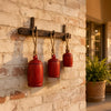 Joma Set of 3 Cowbells Wall Hanging | Jute Rope | Antique Red Iron Finish | Rustic Boho Home Decor By The Urban Port