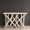 Kyra 47 " Sofa Console Table | Solid Teakwood Branch Legs | Whitewash Finish By The Urban Port