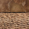 Jyra 47 " Round Coffee Table | Teak Wood Mosaic Top | Woven Banana Leaf Base | Natural Brown By The Urban Port