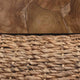Jyra 47 " Round Coffee Table | Teak Wood Mosaic Top | Woven Banana Leaf Base | Natural Brown By The Urban Port