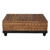 Jinu 48 " Coffee Table with Natural Brown Woven Banana Leaf Top | Black Acacia Wood Base | Organic Decor By The Urban Port
