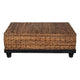 Jinu 48 " Coffee Table with Natural Brown Woven Banana Leaf Top | Black Acacia Wood Base | Organic Decor By The Urban Port