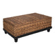 Jinu 48 " Coffee Table with Natural Brown Woven Banana Leaf Top | Black Acacia Wood Base | Organic Decor By The Urban Port