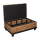 Jinu 48 " Coffee Table with Natural Brown Woven Banana Leaf Top | Black Acacia Wood Base | Organic Decor By The Urban Port