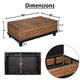 Jinu 48 " Coffee Table with Natural Brown Woven Banana Leaf Top | Black Acacia Wood Base | Organic Decor By The Urban Port