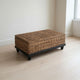 Jinu 48 " Coffee Table with Natural Brown Woven Banana Leaf Top | Black Acacia Wood Base | Organic Decor By The Urban Port
