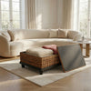 Jinu 48" Coffee Table with Natural Brown Woven Banana Leaf Top | Black Acacia Wood Base | Organic Decor By The Urban Port