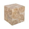 Sira Mosaic Side End Table | H& Oiled Natural Brown Finish | 20 " Solid Teak Wood Slice Cube By The Urban Port