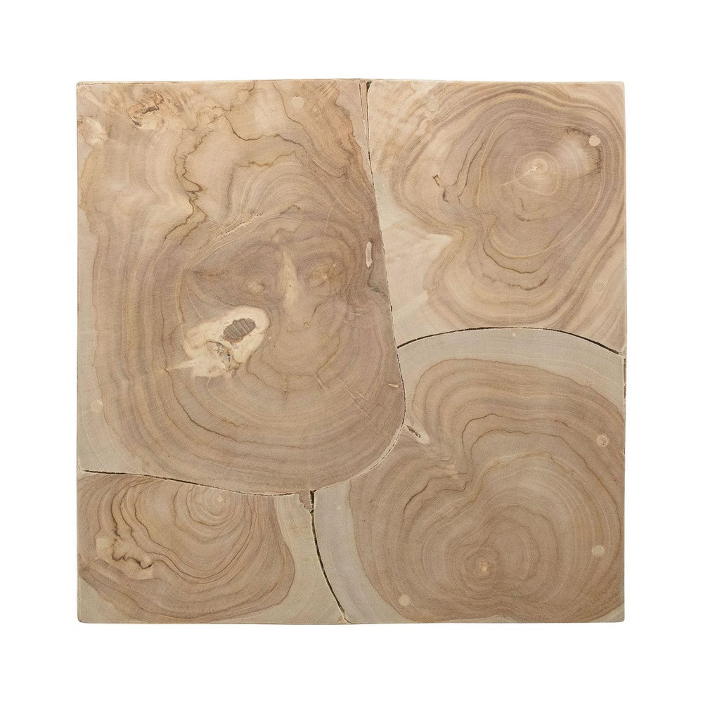 Sira Mosaic Side End Table | H& Oiled Natural Brown Finish | 20 " Solid Teak Wood Slice Cube By The Urban Port