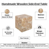 Sira Mosaic Side End Table | H& Oiled Natural Brown Finish | 20 " Solid Teak Wood Slice Cube By The Urban Port