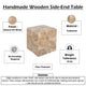 Sira Mosaic Side End Table | H& Oiled Natural Brown Finish | 20 " Solid Teak Wood Slice Cube By The Urban Port