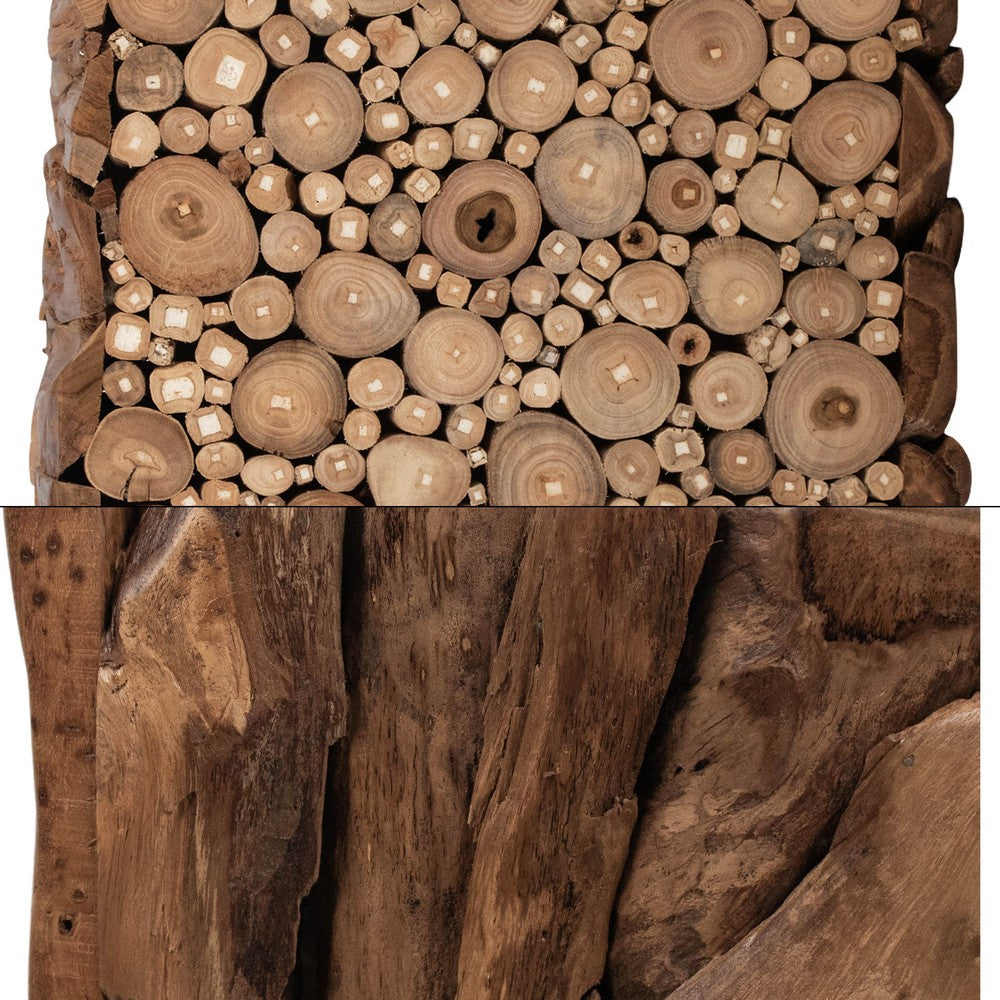 Zisa Teak Root Side End Table | Rustic Natural Brown Wood Bunching Cube | 17 " By The Urban Port