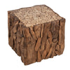 Zisa Teak Root Side End Table | Rustic Natural Brown Wood Bunching Cube | 17 " By The Urban Port