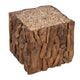 Zisa Teak Root Side End Table | Rustic Natural Brown Wood Bunching Cube | 17 " By The Urban Port