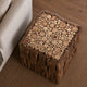 Zisa Teak Root Side End Table | Rustic Natural Brown Wood Bunching Cube | 17 " By The Urban Port