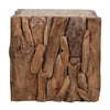 Zisa Teak Root Side End Table | Rustic Natural Brown Wood Bunching Cube | 17 " By The Urban Port