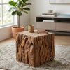 Zisa Teak Root Side End Table | Rustic Natural Brown Wood Bunching Cube | 17 " By The Urban Port