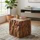 Zisa Teak Root Side End Table | Rustic Natural Brown Wood Bunching Cube | 17 " By The Urban Port